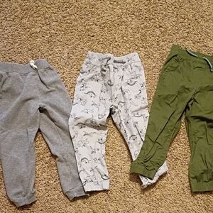 Kids Elastic Waist Jogger Pants - Gray, Printed Gray, and Olive Green